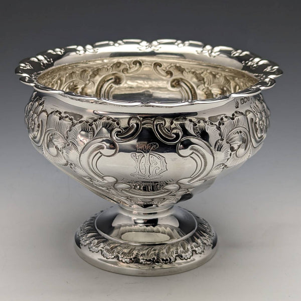 1900 British Antique Sterling Silver Rose Bowl 297g William Hutton